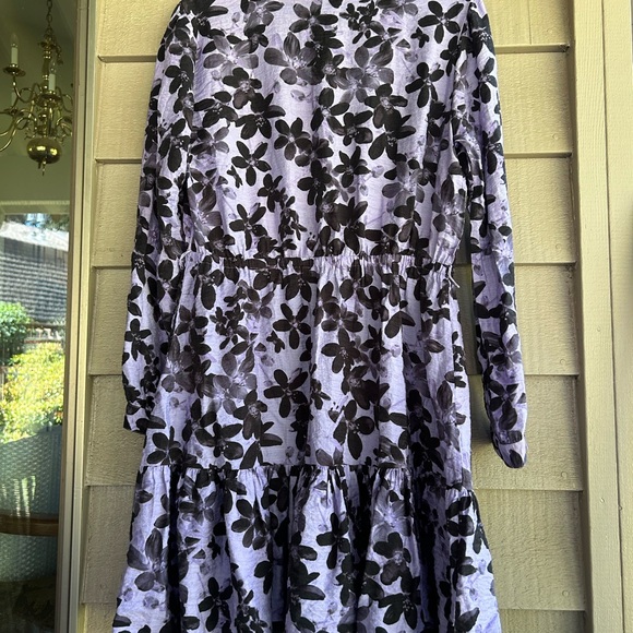 Simply Vera dress casual purple black with elastic waist Sz M - Picture 2 of 5